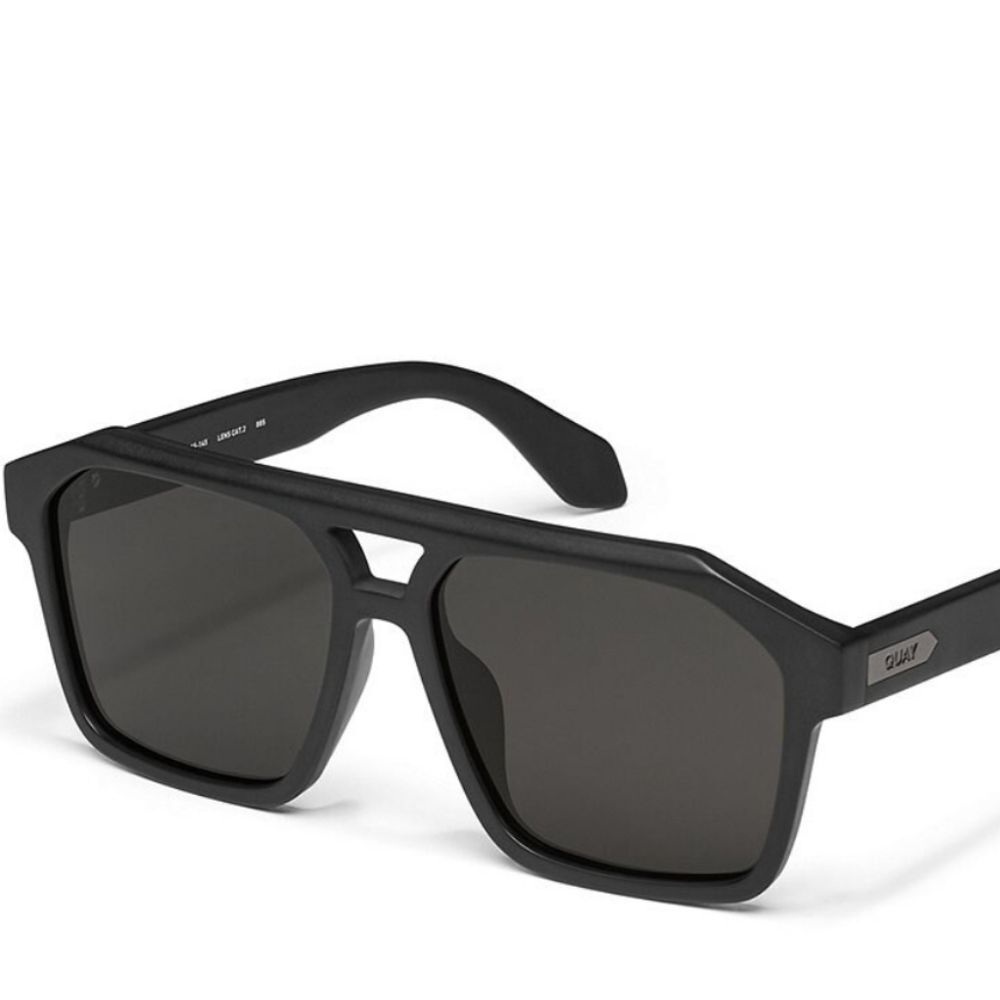Quay Australia Sound Check Unisex 44MM Geometric Aviator Sunglasses- Black/Black
